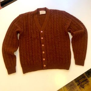 Jantzen Mens Burnt Orange button Cardigan Sweater, Vintage, Size Large